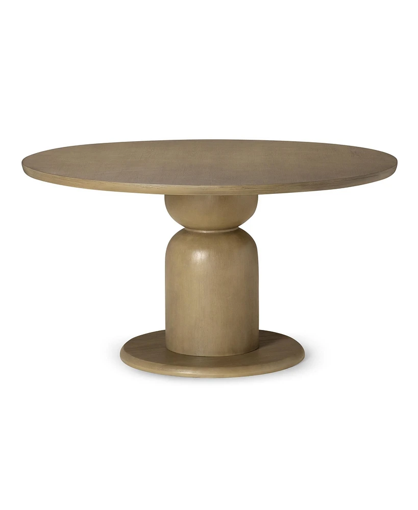 Maven Lane Mila Contemporary Round Wooden Dining Table in Refined Grey Finish
