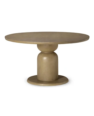 Maven Lane Mila Contemporary Round Wooden Dining Table in Refined Grey Finish