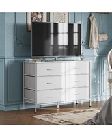 Wlive Wide Dresser with 6 Drawers Tv Stand for 50/" Entertainment Center Metal Frame Wooden Top Fabric Storage Bedroom Hallway Ent