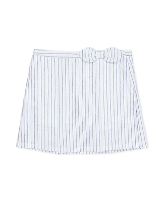 Hope & Henry Girls' Linen Pull-On Pleated Bow Skort