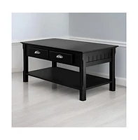 Slickblue Country Style Wood Coffee Table with 2 Storage Drawers for Living Room Organization