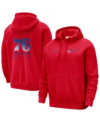 Nike Men's Red Philadelphia 76ers Courtside Club Pullover Hoodie