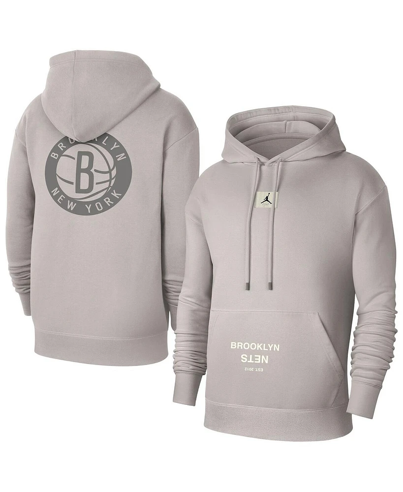 Jordan Men's Heather Gray Brooklyn Nets Courtside Statement Edition Pullover Hoodie