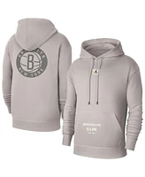 Jordan Men's Heather Gray Brooklyn Nets Courtside Statement Edition Pullover Hoodie