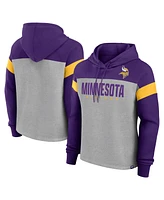 Fanatics Women's Heather Gray/Purple Minnesota Vikings Bold Play Call Pullover Hoodie