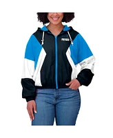 Wear by Erin Andrews Women's Black/Blue Carolina Panthers Color Block Full-Zip Windbreaker Jacket