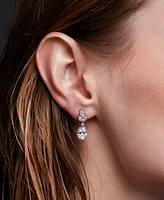 Eliot Danori Silver-Tone Cubic Zirconia Oval Drop Earrings, Exclusively at Macy's