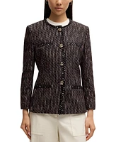 Boss by Hugo Women's Multicolored Boucle Slim-Fit Blazer