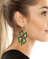 Betsey Johnson Faux Stone Shamrock Roll Statement Drop Earrings