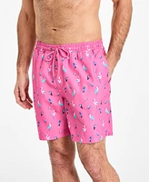 Club Room Men's Bird Party Print Drawstring 7" Swim Trunks, Exclusively at Macy's