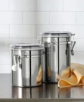 Arch Studio Stainless Steel Clamp-Lid Canisters, Set of 2, Exclusively at Macy's