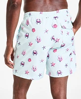 Club Room Men's Happy Crab Drawstring 7" Swim Trunks, Exclusively at Macy's