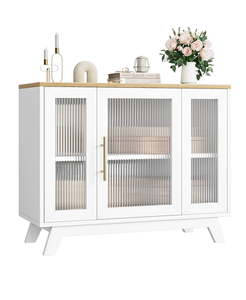 gaomon Buffet Storage Cabinet with Fluted Glass Door