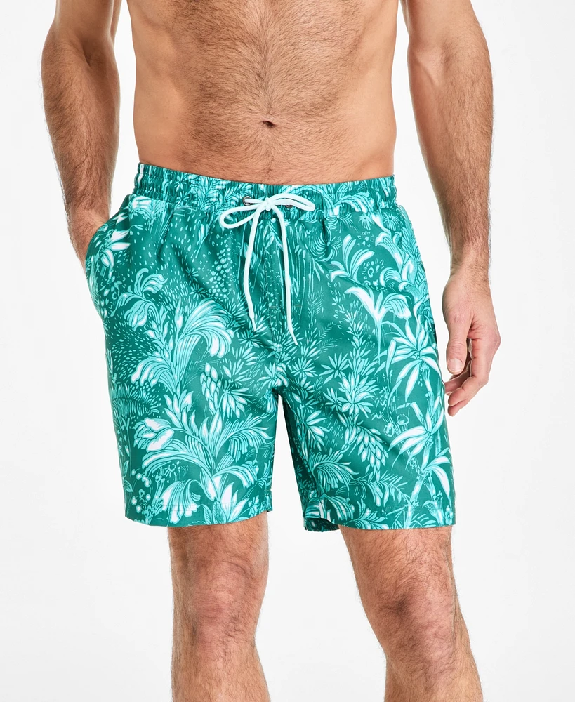 Club Room Men's Tropical Toile Drawstring 7" Swim Trunks, Exclusively at Macy's