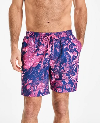 Club Room Men's Tropical Toile Drawstring 7" Swim Trunks, Exclusively at Macy's