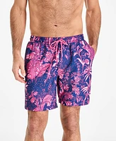 Club Room Men's Tropical Toile Drawstring 7" Swim Trunks, Exclusively at Macy's