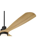 Casa Vieja 66" Delta Modern Country Indoor Outdoor Ceiling Fan 3 Blade Cct Led Light Remote Control Matte Black Finish Wood Blades Bedroom Patio Livin