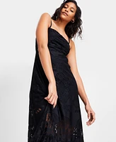 Bar Iii Women's Ruffled-Hem Lace Midi Dress, Exclusively at Macy's