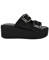 Guess Women's Binks Double-Buckle Woven Platform Wedge Sandals