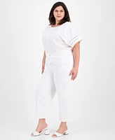 Anne Klein Plus Drawstring High-Rise Pants