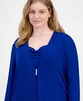 Anne Klein Plus Size Textured Knit Cardigan