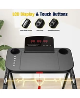 Redliro Walking Treadmill for Seniors with Long Handrails 300 lbs Capacity Recovery Fitness Exercise Machine Heart Rate Sensor with Desk & Cup Holder