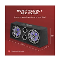 Pyle Dual Subwoofer Box System, 10'' Vented Enclosure, 1000W Max, Led Lights
