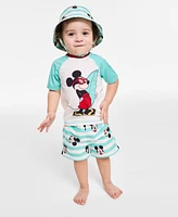 Disney Baby Boy 4-Pc. Mickey Rash Guard Shirts, Swim Trunks, Hat & Hooded Coverup Set