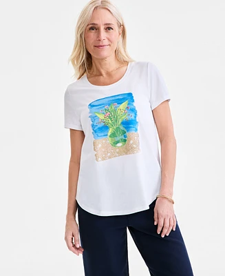 Style & Co Women's Graphic Crewneck T-Shirt, Created for Macy's