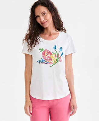 Style & Co Petite Perfect Printed Crewneck Tee, Exclusively at Macy's