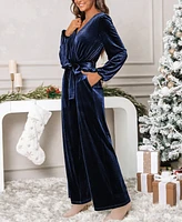 Cupshe Women's Velvet Long Sleeve Straight Leg Jumpsuit