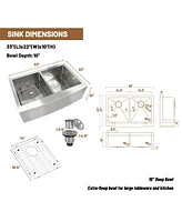 Casainc 33inch L x 22inch W Double Basin Farmhouse Kitchen Sink with Accessories