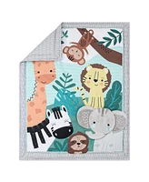 The Peanutshell Safari Adventures 4 Piece Baby Nursery Crib Bedding Set, Quilt, Crib Sheet, Crib Skirt, and Mobile