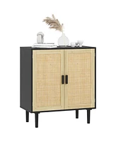 Homcom Bohemian Sideboard with 2 Rat Doors and Shelves