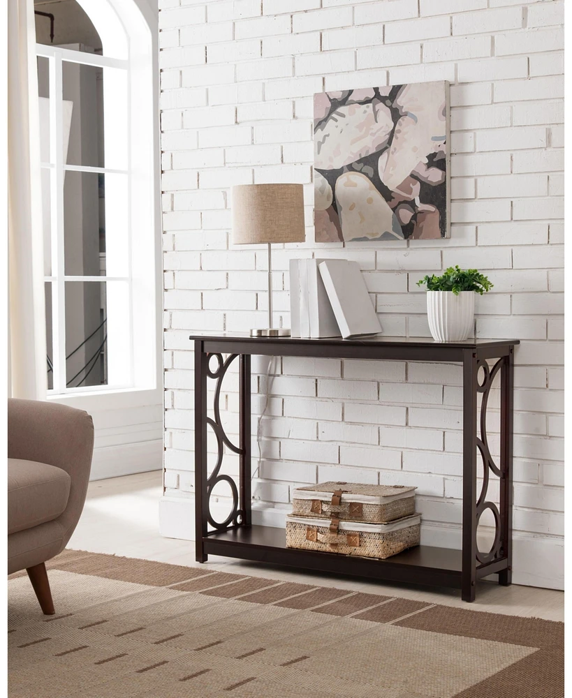 Kings Brand Furniture Stodart Wood Entryway Sofa Console Table with Storage Shelf for Hallway, Foyer, Living Room, Dark Cherry