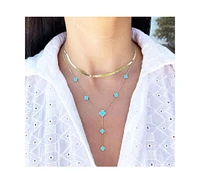 The Lovery Turquoise Clover Station Lariat Necklace 14K Gold