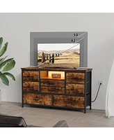gaomon Tv Stand Dresser for Bedroom with 8 Fabric Drawer & Power Outlet