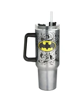 Spoontiques Batman Stainless Steel Double Wall Travel Mug with Straw and Handle, 40 oz