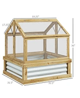 Outsunny Raised Garden Bed with Wooden Cold Frame, 35.5" x 31.5" x 36"