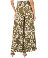 Vince Camuto Women's Printed Smocked-Waist Pull-On Wide-Leg Pants