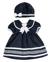 Rare Editions Baby Girl Sailor Dress with Matching Hat, 3-Piece Set