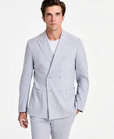 Calvin Klein Mens Slim Fit Double Breasted Linen Suit Separates