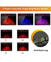 Gymax 25'' Electric Fireplace Recessed 900/1350W Fireplace Heater w/ Remote Control
