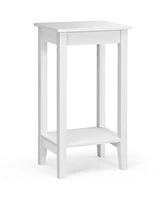 Gymax 2-Tier Nightstand End Side Table Coffee Wooden Legs Bedroom White