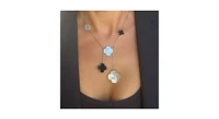 Rivka Friedman Mother of Pearl + Onyx Clover Station Y Necklace