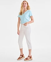 Style & Co Women's Embroidered Mid-Rise Curvy Capri Jeans, Exclusively at Macy's