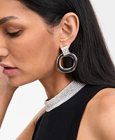 I.n.c. International Concepts Silver-Tone Pave Circle Drop Earrings, Exclusively at Macy's