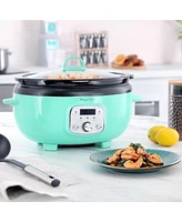 MegaChef 3.5 Quart Oval Electric Slow Cooker in Ivory with Ivory Pot