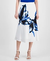 Anne Klein Women's Pull-On Floral Midi Skirt