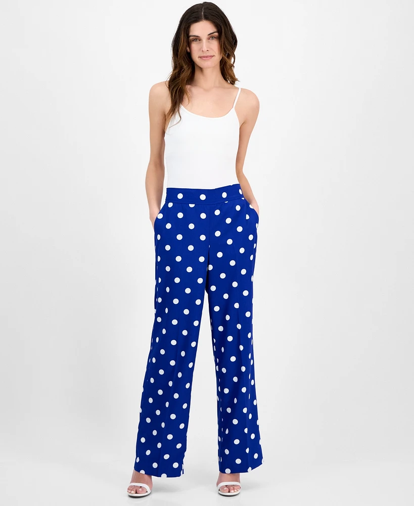 Anne Klein Women's Printed Pull-On Wide-Leg Pants